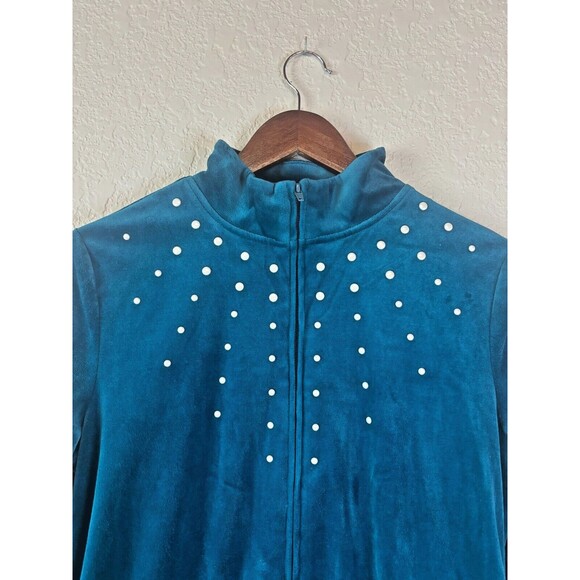 Rebecca Malone Velour Teal Full Zip Tracksuit Set - Size Medium - Picture 2 of 9